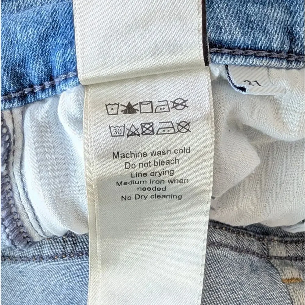 7 For All Mankind Modern Dojo Tailorless Wanderer Jeans Womens 31 Denim Wide Leg - Picture 13 of 13